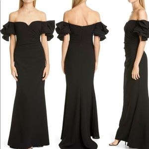 Badgley Mischka Oragami off the Shoulder Dress